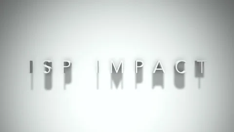 Isp impact 3D title animation with shadows on a white background Video stock 296850360