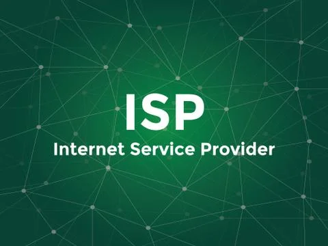 Isp internet service provider white text illustration with green constellation 스톡 일러스트
