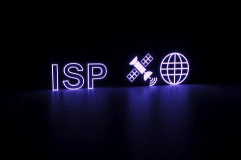 ISP neon concept self illumination background 3D illustration Stock Illustration