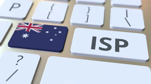 ISP or Internet Service Provider text and flag of Australia on the computer Stock Footage 130714475