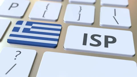 ISP or Internet Service Provider text and flag of Greece on the computer Stock Footage 130714551