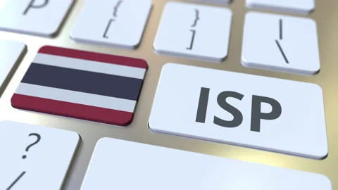 ISP or Internet Service Provider text and flag of Thailand on the computer Stock Footage 130714609