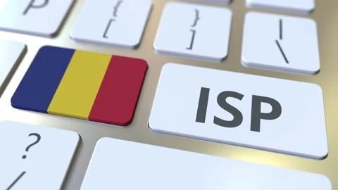 ISP or Internet Service Provider text and flag of Romania on the computer Stock Footage 130794611