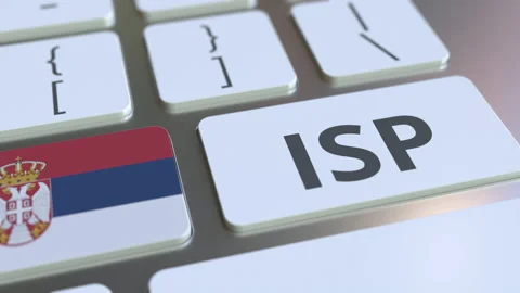 ISP or Internet Service Provider text and flag of Serbia on the computer Stock Footage 130795551