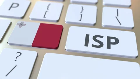 ISP or Internet Service Provider text and flag of Malta on the computer keyboard Stock Footage 131272551