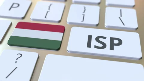 ISP or Internet Service Provider text and flag of Hungary on the computer Stock Footage 131272605