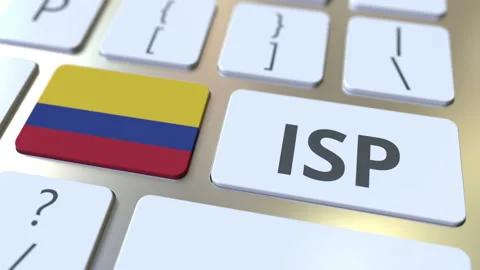 ISP or Internet Service Provider text and flag of Colombia on the computer Stock Footage 131272862