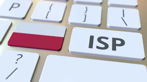ISP or Internet Service Provider text and flag of Poland on the computer Stock Footage 131344949