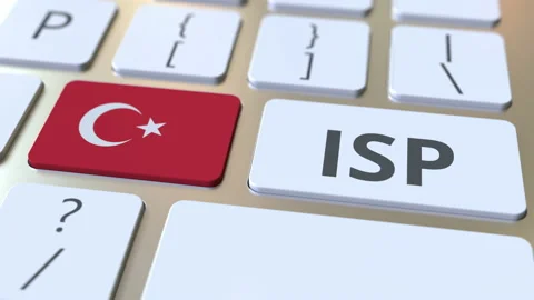 ISP or Internet Service Provider text and flag of Turkey on the computer Stock Footage 131345042