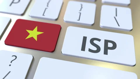 ISP or Internet Service Provider text and flag of Vietnam on the computer Stock Footage 131399335