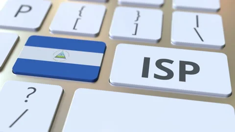 ISP or Internet Service Provider text and flag of Nicaragua on the computer Stock Footage 131399856