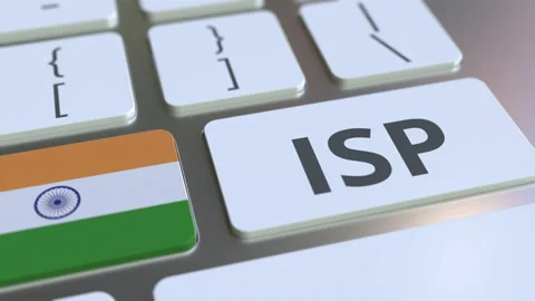 ISP or Internet Service Provider text and flag of India on the computer keyboard Stock Footage 131399964