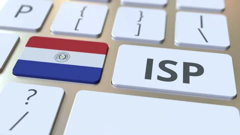 ISP or Internet Service Provider text and flag of Paraguay on the computer Stock Footage 131682851