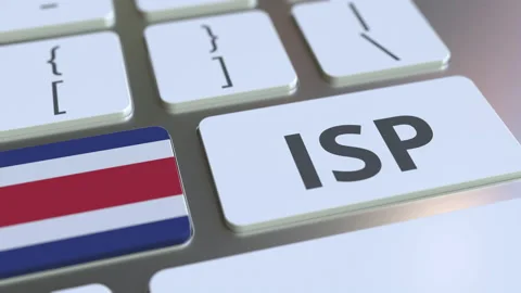 ISP or Internet Service Provider text and flag of Costa Rica on the computer Stock Footage 131890340