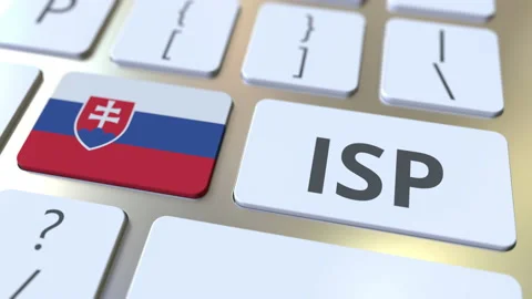 ISP or Internet Service Provider text and flag of Slovakia on the computer Stock Footage 131890640