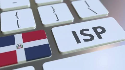 ISP or Internet Service Provider text and flag of the Dominican Republic on the Stock Illustration