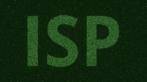 ISP or Internet Service Provider text made with many symbols on computer screen Stock Illustration