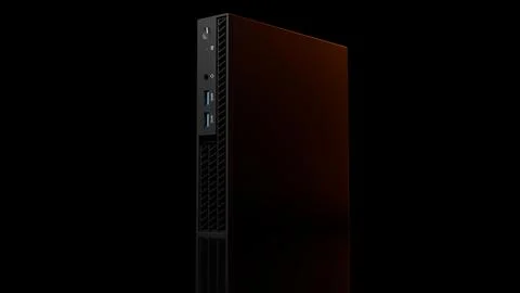 ISP server tower with orange glow isolated on black background Stock Illustration