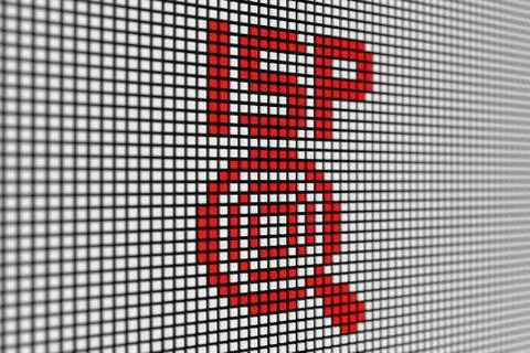 ISP text scoreboard blurred background 3d illustration Stock Illustration