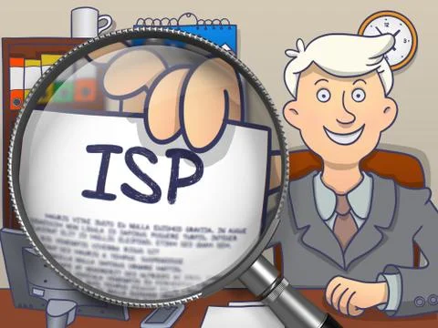 ISP through Magnifier. Doodle Concept Stock Illustration