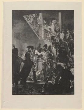 ï»¿Spotkanie z Fryderykiem Wielkim. Menzel, Adolph (1815-1905), graphic ar Stock Photos