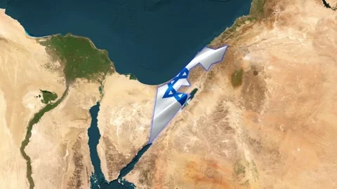 Israel 3d map animation 4k with flag Stockbeeldmateriaal 328250724