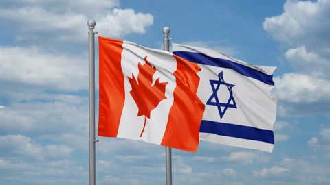 Israel and Canada two flags Stock Footage 267400408