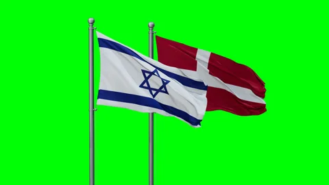 Israel and Denmark flags Stock Footage 289648818