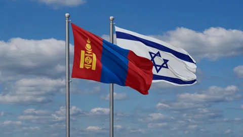 Israel and Mongolia two flags Stock Footage 286242434