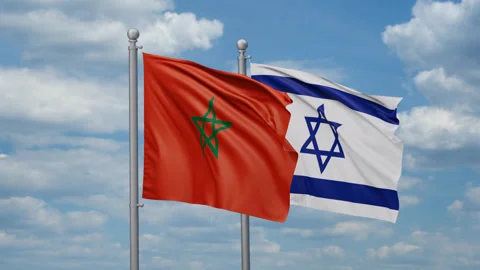 Israel and Morocco two flags Stock Footage 269329534