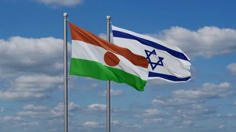 Israel and Niger two flags Stock Footage 287737632