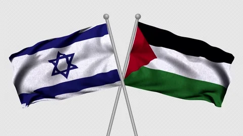 Israel and Palestine Flags Stock Footage 340454944
