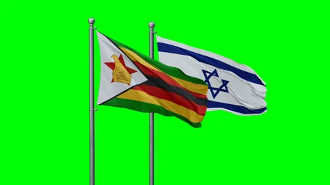Israel and Zimbabwe two flags Stock Footage 293216370