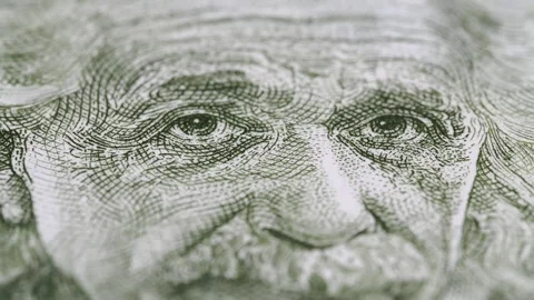 ISRAEL - CIRCA 1968: Albert Einstein on Israel banknote macro slow rotating Stock Footage 102227420