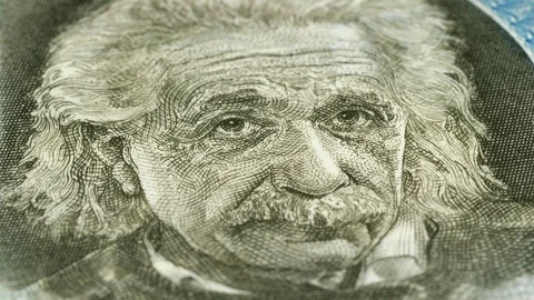 ISRAEL - CIRCA 1968: Albert Einstein portrait on Israel 5 pounds note rotating 스톡 동영상 124281828