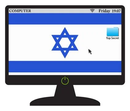 Israel Computer Screen With On Button Stock Illustration