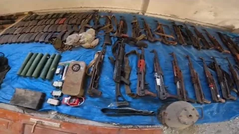 Israel Discovers Cache of Weapons in Khan Yunis, Gaza 스톡 동영상 262972014