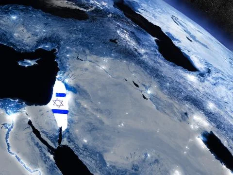 Israel with embedded flag from space Stock Illustration