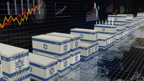 Israel export cargo containers with charts and diagrams Stock Footage 342796273