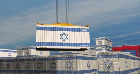 Israel export containers cargo crane loading Stock Footage 342730065