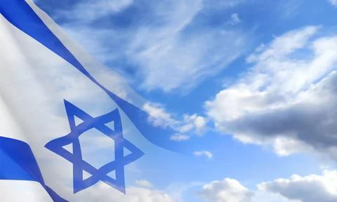 Israel flag on background of sky Stock Illustration