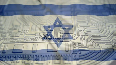 Israel flag with Bitcoin Cryptocurrency Stock Footage 166791182