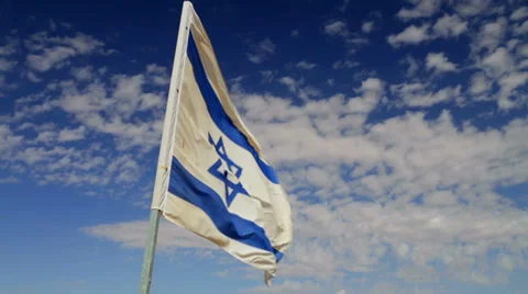 Israel flag -Blowing in the wind Stock Footage 30248442