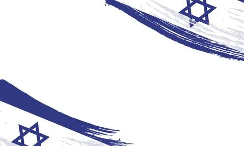 Israel Flag with Brush Stroke Effect, Grunge brush stroke. Watercolor paint.. Stock Illustration