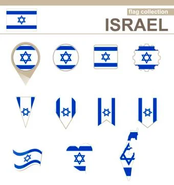 Israel Flag Collection Stock Illustration