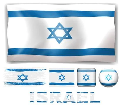Israel flag in different designs Stock Illustration