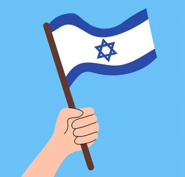 Israel flag in Hand. Vector flat illustration. Stock Illustration