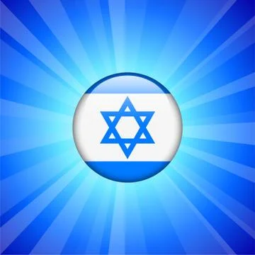 Israel Flag Icon on Internet Button Stock Illustration