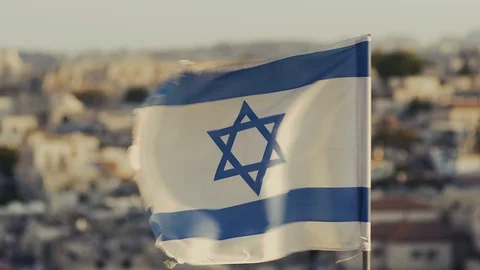 Israel flag in jerusalem Video stock 93727774