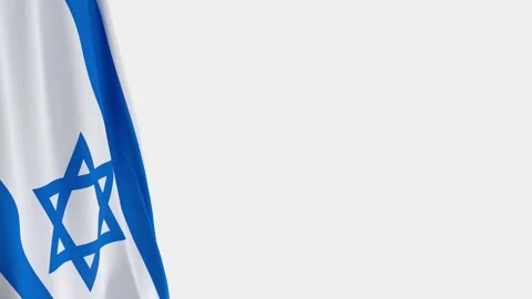 Israel Flag on Left Side, Waving National Symbol with Copy Space Vídeos de archivo 336440812